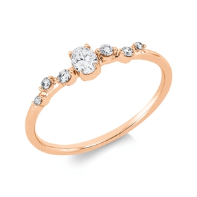 Ring aus 750 Gold Rotgold 7 Diamanten 0,21ct TW-SI B:3,8mm