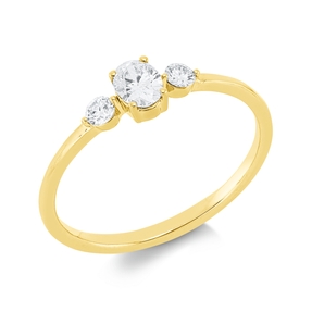 Ring aus 750 Gold Gelbgold 3 Diamanten 0,34ct TW-SI B:4,5mm