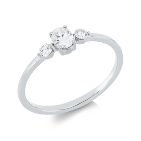 Ring aus 750 Gold Weißgold Diamant Oval-Schliff 0,25ct TW-SI B:4,5mm