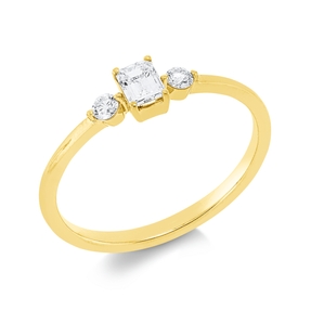 Ring aus 750 Gold Gelbgold 3 Diamanten 0,29ct TW-SI B:4,2mm