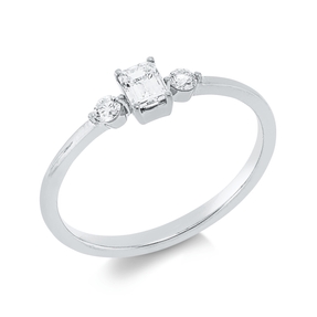 Ring aus 750 Gold Weißgold 3 Diamanten 0,29ct TW-SI B:4,2mm
