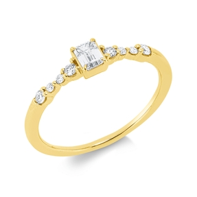 Ring aus 750 Gold Gelbgold 9 Diamanten 0,33ct TW-SI B:4mm