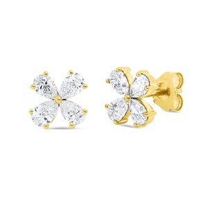 Ohrstecker aus 750 Gelbgold 8 Diamanten Tropfen-Schliff 1,2ct TW-SI 9,5x9,5mm