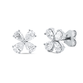 Ohrstecker aus 750 Weißgold 8 Diamanten Tropfen-Schliff 1,2ct TW-SI 9,5x9,5mm