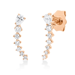 Ohrstecker aus 750 Gold Rotgold 14 Diamanten 0,25ct TW-SI 12,7x3,2mm