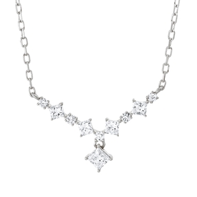 Collier aus 750 Gold Weißgold 10 Diamanten 0,31ct TW-PI L:45,7cm