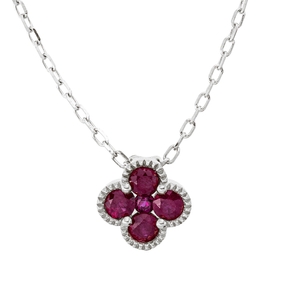 Collier aus 750 Gold Weißgold 5 Rubine 0,48ct rot L:45,7cm
