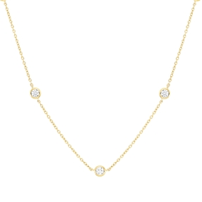 Collier aus 750 Gold Gelbgold 9 Brillanten 0,76ct TW-SI L:45cm Zarge