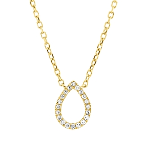 Collier Tropfen aus 750 Gold Gelbgold 20 Diamanten 0,04ct TW-SI L:45cm