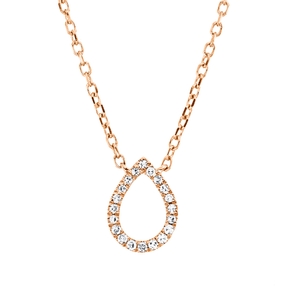 Collier Tropfen aus 750 Gold Rotgold 20 Diamanten 0,04ct TW-SI L:45cm