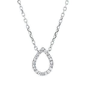 Collier Tropfen aus 750 Gold Weißgold 20 Diamanten 0,04ct TW-SI L:45cm