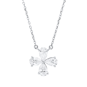 Collier aus 750 Weißgold 4 Diamanten Tropfen-Schliff 1ct TW-SI L:45cm