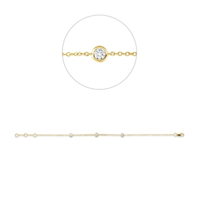 Armband aus 750 Gold Gelbgold 3 Brillanten 0,25ct TW-SI L:18cm