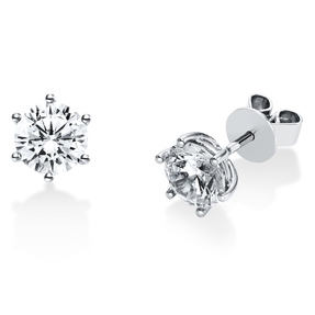 Solitaire Ohrstecker aus 750 Weißgold 2 Brillanten 2ct TW-SI Ø6,8mm 6er-Krappe