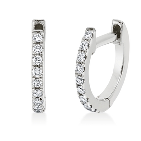 Creolen aus 750 Gold Weißgold 18 Brillanten 0,08ct W-SI 10x1,2mm