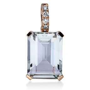 Anhänger aus 750 Rotgold Amethyst 6,8ct grün 4 Brillanten 0,1ct TW-SI 21,5x10,1mm