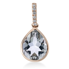 Anhänger aus 750 Rotgold Amethyst 2,3ct grün 6 Brillanten 0,04ct TW-SI 18,5x8,8mm