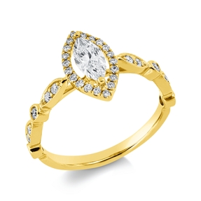 Ring aus 750 Gold Gelbgold 33 Diamanten 0,68ct TW-SI B:12,1mm