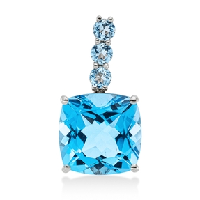 Anhänger aus 750 Gold Weißgold 4 Topase 7,4ct blau 21,3x10,7mm mit Öse