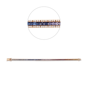 Armband 750 Rotgold 84 Saphire 4,44ct mehrfarbig 336 Brillanten 1,21ct TW-SI L:18cm