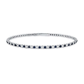 Armreif aus 750 Weißgold 38 Saphire 1,09ct blau 37 Brillanten 0,91ct TW-SI Ø58mm