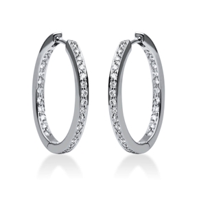 Creolen aus 750 Gold Weißgold 56 Brillanten 0,76ct TW-VSI 25x2mm