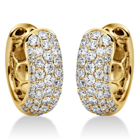 Pavé Creolen aus 750 Gold Gelbgold 100 Brillanten 1ct TW-VSI 14,8x5,7mm