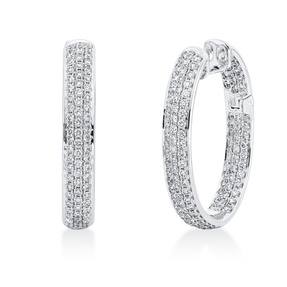 Pavé Creolen aus 750 Weißgold 236 Brillanten 2,25ct TW-VSI 29,8x5mm