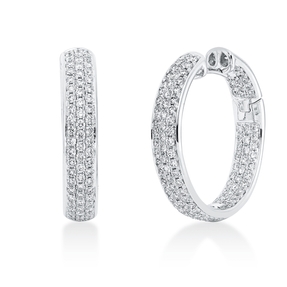 Pavé Creolen aus 750 Weißgold 224 Brillanten 1,96ct TW-VSI 25,3x4,9mm