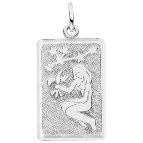 Anhänger Sternzeichen Jungfrau aus 925 Silber mattiert rechteckig 20,8x12,1mm