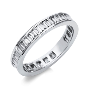 Ring aus 750 Weißgold 52 Diamanten Baguette-Schliff 1,32ct TW-SI B:3,8mm