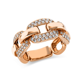 Ring aus 750 Gold Rotgold 90 Brillanten 0,6ct TW-SI B:10mm