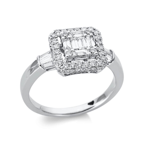 Ring aus 750 Gold Weißgold 72 Diamanten 0,82ct TW-SI B:10mm