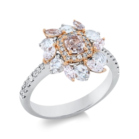 Ring aus 750 Gold weiß/rot 45 Diamanten 1,61ct TW-SI B:14,2mm