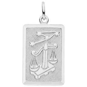 Anhänger Sternzeichen Waage aus 925 Silber mattiert rechteckig 20,8x12,1mm