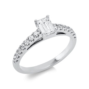 Ring aus 750 Gold Weißgold 15 Diamanten 0,81ct TW-SI B:4,5mm