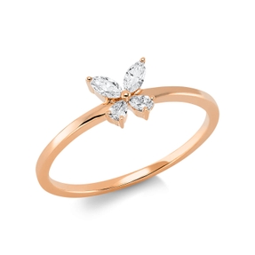 Ring aus 750 Gold Rotgold 4 Diamanten 0,16ct TW-VSI B:5,4mm