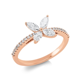 Ring aus 750 Gold Rotgold 26 Diamanten 0,58ct B:7,9mm