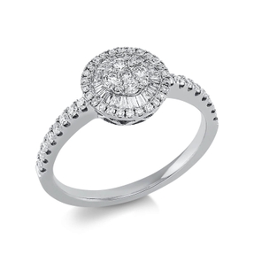 Ring aus 750 Gold Weißgold 76 Diamanten 0,45ct TW-SI Ø9,3mm