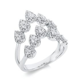 Ring aus 750 Gold Weißgold 110 Diamanten 1,01ct TW-SI H:20,3mm