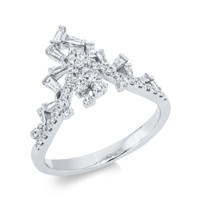 Ring aus 750 Gold Weißgold 51 Diamanten 0,53ct TW-SI B:13,3mm