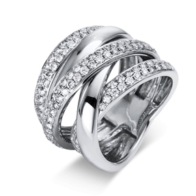 Ring aus 750 Gold Weißgold 125 Brillanten 1,53ct TW-VSI B:16,3mm