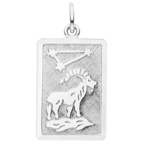 Anhänger Sternzeichen Steinbock aus 925 Silber mattiert rechteckig 20,8x12,1mm