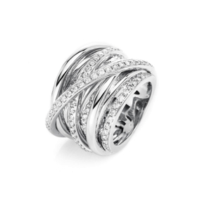 Ring aus 750 Gold Weißgold 109 Brillanten 1,63ct TW-VSI B:19,7mm