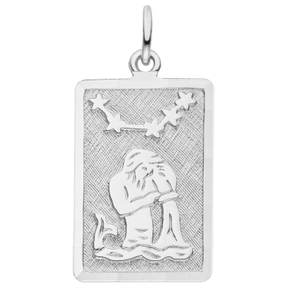 Anhänger Sternzeichen Wassermann aus 925 Silber mattiert rechteckig 20,8x12,1mm