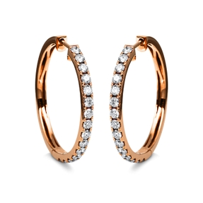 Creolen aus 750 Gold Rotgold 30 Brillanten 1,71ct TW-SI 30x2,7mm