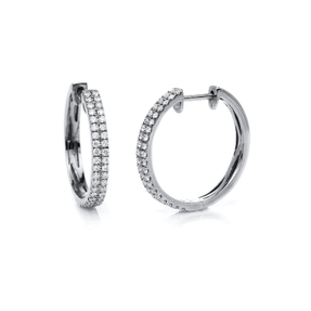 Creolen aus 750 Gold Weißgold 80 Brillanten 0,44ct TW-SI 19,5x3mm