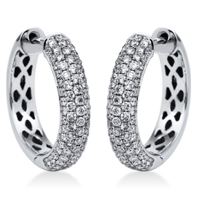 Pavé Creolen aus 750 Weißgold 166 Brillanten 1,23ct TW-SI 19,5x4,1mm