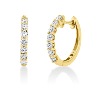 Creolen aus 750 Gold Gelbgold 14 Brillanten 0,62ct TW-SI 16,9x2,2mm