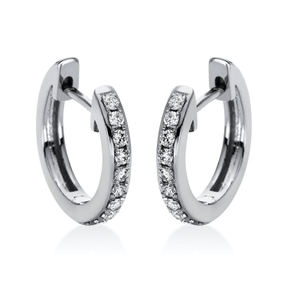 Creolen aus 750 Gold Weißgold 20 Brillanten 0,16ct TW-SI 13,2x2mm